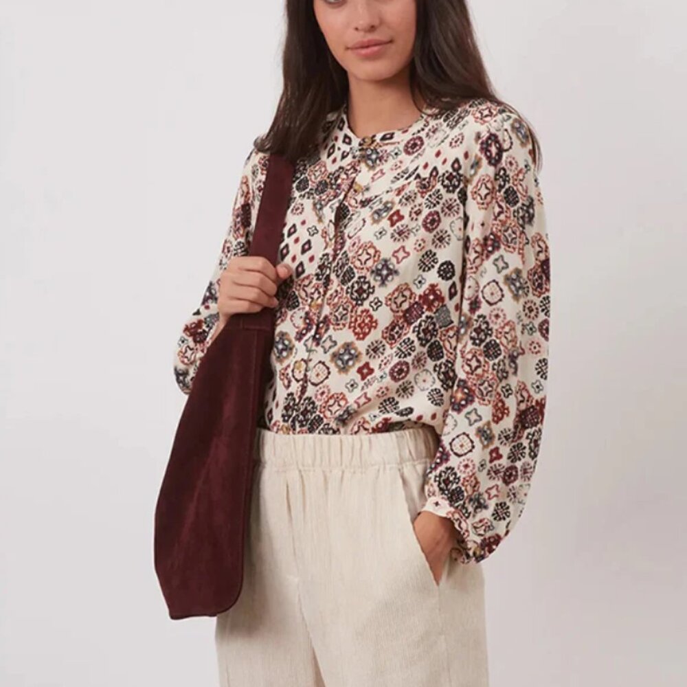 Gerard Darel Paris size EU 46‎ Multi Ikat Print Button Up Preppy Crepe Shirt